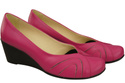 Buty na Koturnie Purpurowe Czółenka Damskie z Naturalnej Skóry 828 ElitaBut