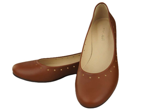 Obuwie Damskie Wygodne Baleriny Skóra Naturalna Brązowe 162 ElitaBut