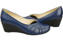 Buty na Koturnie Granatowe Czółenka Damskie z Naturalnej Skóry 828 ElitaBut