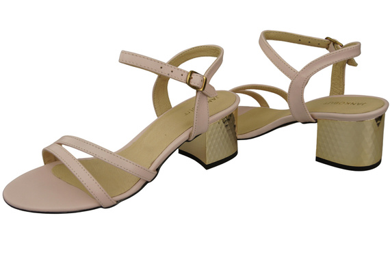 Obuwie Damskie Róż Pudrowy Skóra Naturalna 197 Sandały Zmysłowo Odsłaniające Stopę ElitaBut