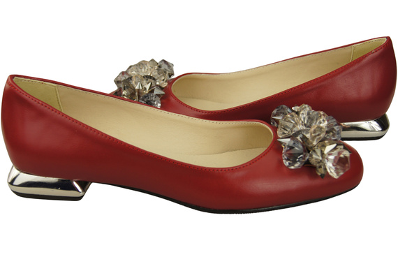 Women's Pumps with Crystals Flat Natural Leather 216 ElitaBut