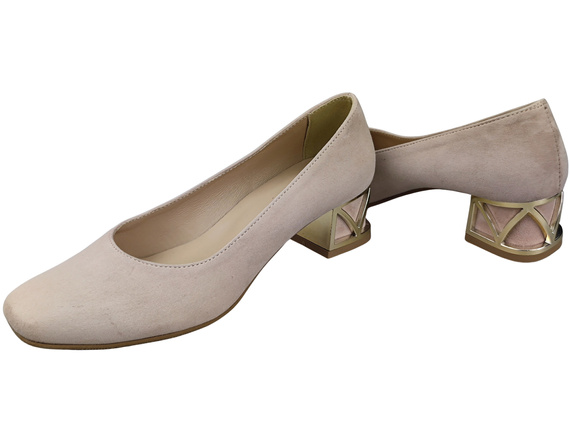 Comfortable Women's Shoes Pumps with Decorative Heel Natural Suede Leather 219 From ElitaBut