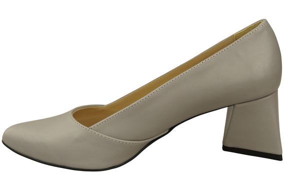 Czółenka Damskie Jasny Popiel Skóra Naturalna Spiczasty Nosek Obcas ElitaBut 221