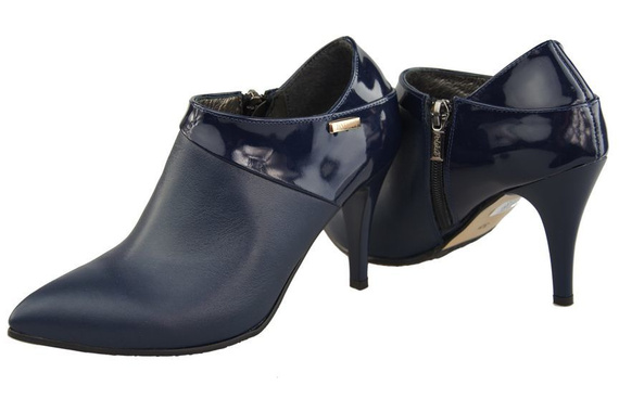 Obuwie Półbuty Damskie skóra naturalna Granatowe 865 ElitaBut