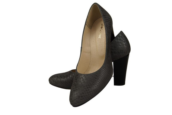 Obuwie Damskie Czółenka skóra naturalna motyw łuski Popielate 926 ElitaBut