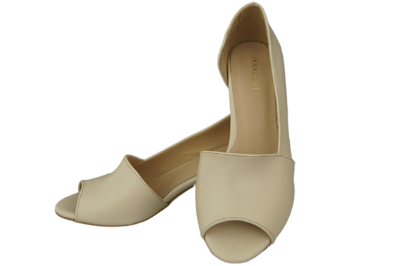 Obuwie Damskie Sandały Beżowe Skóra Naturalna 147 ElitaBut