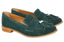 Obuwie Mokasyny Damskie Skóra Naturalna Welurowa Malachitowy 134 ElitaBut