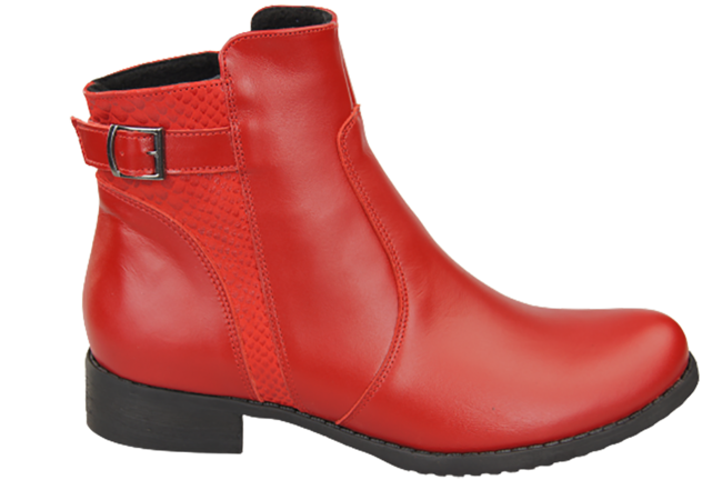 Obuwie Botki  Damskie Zima skóra naturalna Czerwone 156 Z  ElitaBut