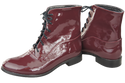Obuwie Botki  Damskie Bordo Lakierowane  Wiosna/Jesień skóra naturalna 155 L  ElitaBut