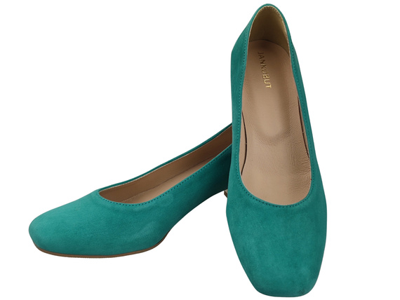 Comfortable Women's Shoes Pumps with Decorative Heel Natural Suede Leather 219 From ElitaBut