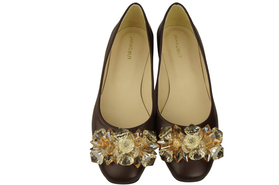 Women's Pumps with Crystals Flat Natural Leather 216 ElitaBut