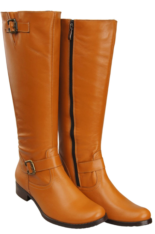 Obuwie Kozaki Damskie Oficerki skóra naturalna Rude 747 ElitaBut