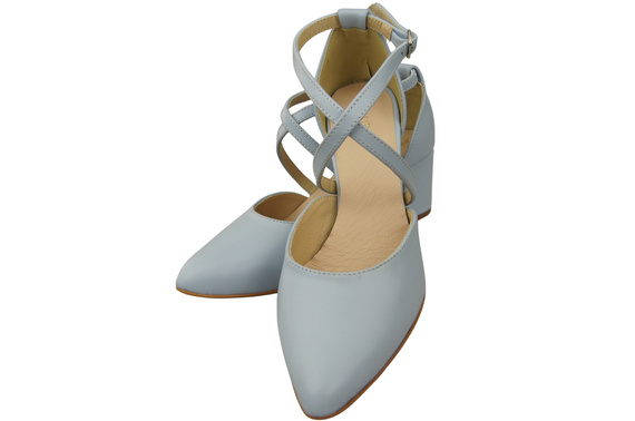 Elegant Leather Sandals with Open Sides on a Stable Heel 218 ElitaBut