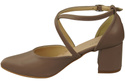 Elegant Leather Sandals with Open Sides on a Stable Heel 218 ElitaBut