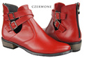 Obuwie Botki Damskie skóra naturalna Czerwone 931 ElitaBut