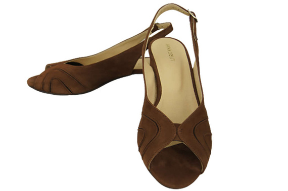 Obuwie Damskie Sandały skóra naturalna zamszowa Brązowe 991 ElitaBut