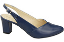 Obuwie Damskie Sandały Granatowe na Słupku Skóra Naturalna 217 ElitaBut
