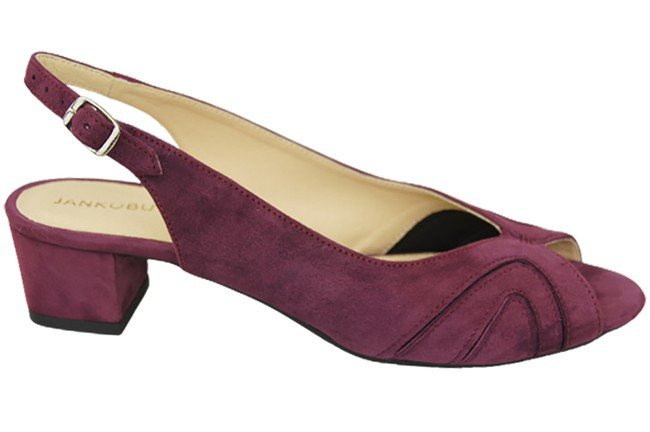 Obuwie Damskie Sandały skóra naturalna zamszowa Bordowe 991 ElitaBut