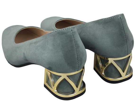 Comfortable Women's Shoes Pumps with Decorative Heel Natural Suede Leather 219 From ElitaBut