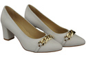 Classic Women's  Pumps Shoes made of Natural Leather with a Gold Decorative Chain 200 ElitaBut