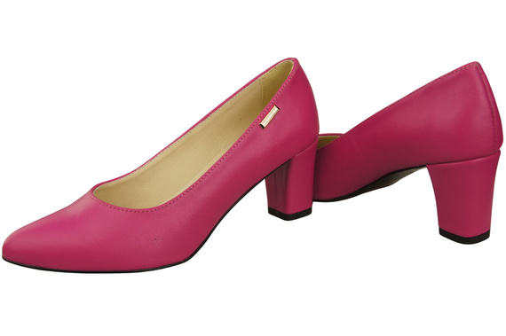 Klasyczne Gładkie Buty Czółenka Damskie Purpurowe z Naturalnej Skóry 213 ElitaBut