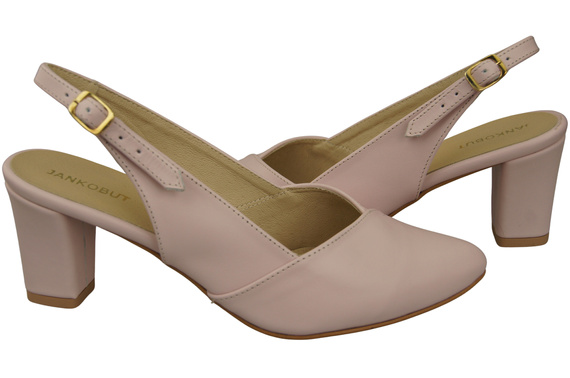 Obuwie Damskie Sandały Róż Pudrowy na Słupku Skóra Naturalna 217 ElitaBut