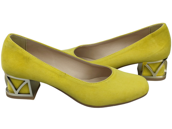 Comfortable Women's Shoes Pumps with Decorative Heel Natural Suede Leather 219 From ElitaBut