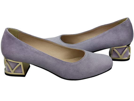 Comfortable Women's Shoes Pumps with Decorative Heel Natural Suede Leather 219 From ElitaBut