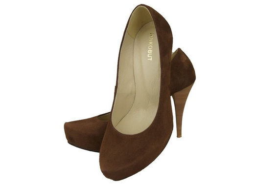 Obuwie Damskie Czółenka Brąz Skóra naturalna Zamszowa 644 ElitaBut