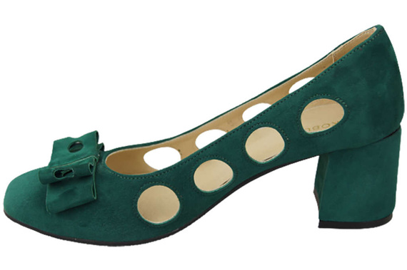 Obuwie Damskie Czółenka Malachitowe Skóra naturalna zamszowa 182 ElitaBut