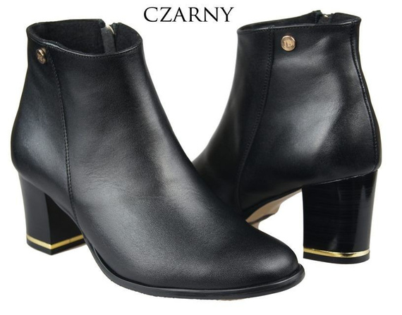 Obuwie Botki Damskie Ocieplane skóra naturalna Czarne 879 Z ElitaBut