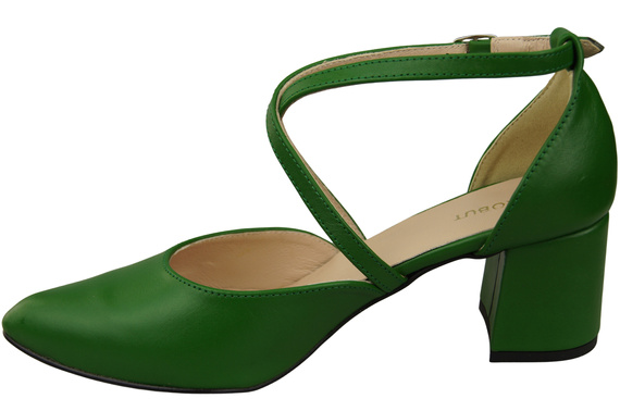 Elegant Leather Sandals with Open Sides on a Stable Heel 218 ElitaBut