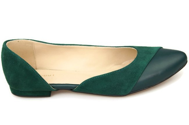 Obuwie Damskie Baleriny Malachitowe skóra naturalna Zamszowa 146 ElitaBut