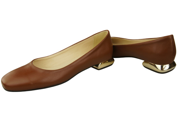 Flat Women's Shoes Pumps Decorative Heel Natural Leather 209 ElitaBut