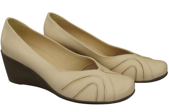 Women's Black Natural Leather Wedge Pumps 828 ElitaBut