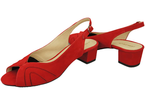 Obuwie Damskie Sandały skóra naturalna zamszowa Czerwone 991 ElitaBut
