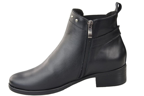 Obuwie Botki Damskie Skóra Naturalna Czarne 136 ElitaBut