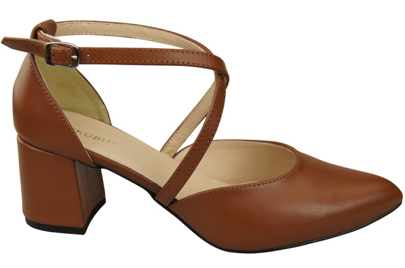 Elegant Leather Sandals with Open Sides on a Stable Heel 218 ElitaBut