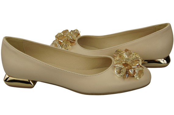 Women's Pumps with Crystals Flat Natural Leather 216 ElitaBut