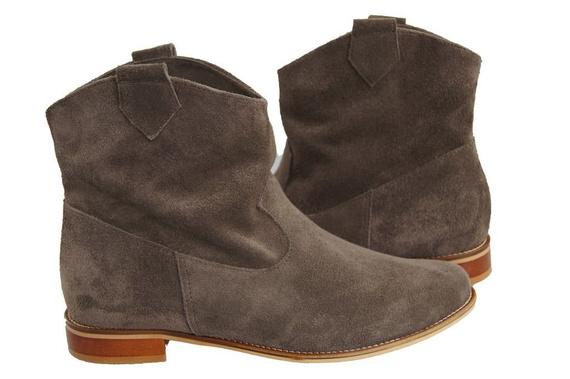 Obuwie Botki Damskie Brązowe Wiosna / Jesień skóra naturalna welurowa 132 L ElitaBut