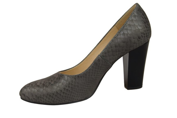 Obuwie Damskie Czółenka skóra naturalna motyw łuski Popielate 926 ElitaBut