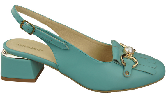 Obuwie Damskie Sandały Turkusowe Ozdobione Frędzlami Skóra naturalna 208 ElitaBut