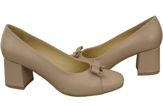 Women's Pumps with a Bow, Natural Leather and Low Heel 203 ElitaBut