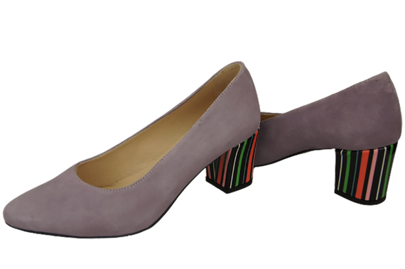 Obuwie Damskie Czółenka Lila Skóra naturalna zamszowa Ozdobny Obcas 158 Z ElitaBut