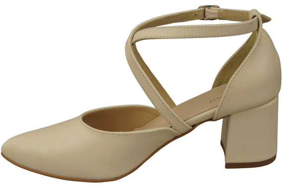 Elegant Leather Sandals with Open Sides on a Stable Heel 218 ElitaBut