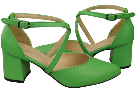 Elegant Leather Sandals with Open Sides on a Stable Heel 218 ElitaBut