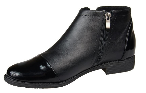 Obuwie Damskie Botki Czarne skóra naturalna 877 ElitaBut