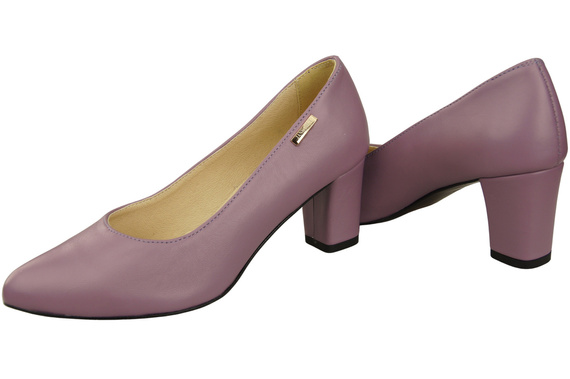 Klasyczne Gładkie Buty Czółenka Damskie Lila z Naturalnej Skóry 213 ElitaBut