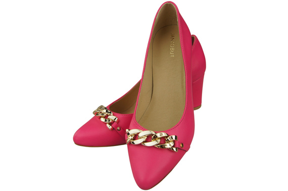 Classic Women's Pumps Shoes made of Natural Leather with a Gold Decorative Chain 200 ElitaBut