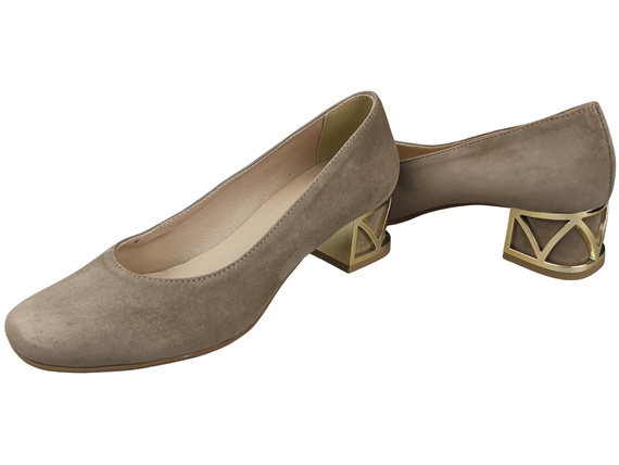 Comfortable Women's Shoes Pumps with Decorative Heel Natural Suede Leather 219 From ElitaBut